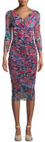 Thumbnail for your product : Fuzzi Rose-Print Shirred V-Neck Dress