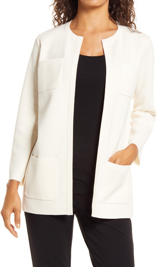 anne klein broderie cropped lace cardigan