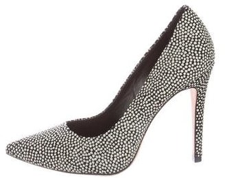 Alice + Olivia Embossed Leather Pointed-Toe Pumps
