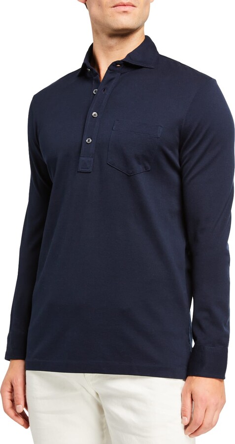 long sleeve polo with pocket mens