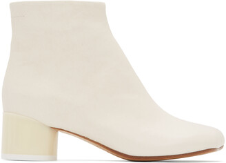 MM6 MAISON MARGIELA Off-White Low Heel Ankle Boots