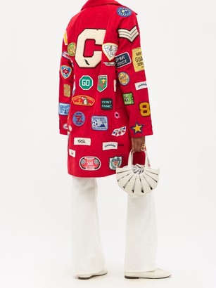 Bode Vintage-patch Corduroy Coat - Red Multi