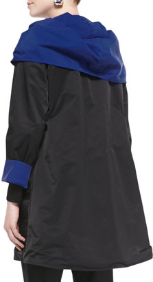 Eileen Fisher Reversible Hooded Rain Coat, Black/Adriatic