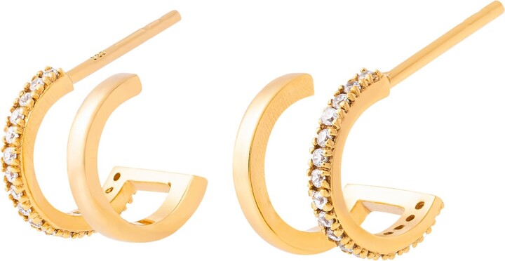 Cartilage Cartel Illusion Double Huggie Stud Earrings Gold