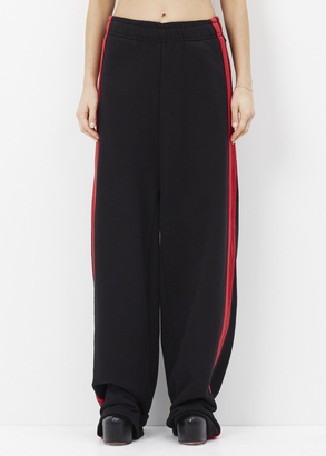 Vetements Black Oversized Sweatpants Red Stripes