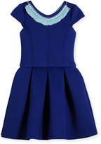 Thumbnail for your product : Zoë Ltd Cap-Sleeve Pleated Fit-and-Flare Ponte Dress, Blue, Size 7-16