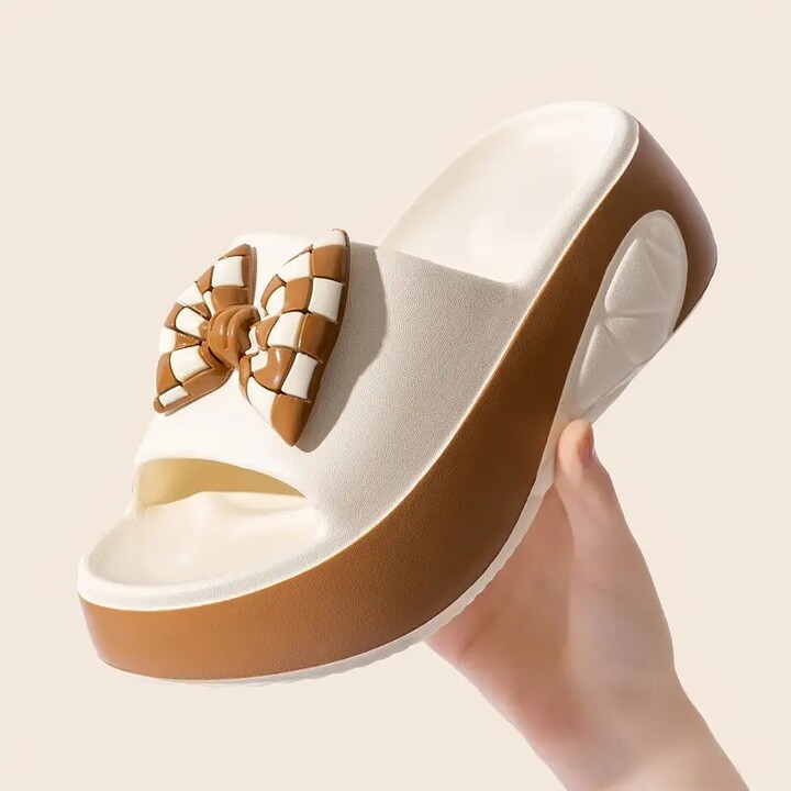 JIANZONG New Women Bow Slippers EVA Soft Sole Summer Casual Women Platform Sandals Fashion Non-Slip Beach Slippers