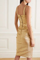 Thumbnail for your product : Dolce & Gabbana Ruched Silk-blend Lame Dress - Gold