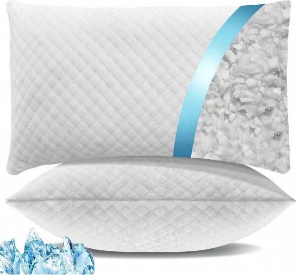 AI'MAGE CoolingFoamPillowsQueenSizeSetof2AdjustableFirmnessforAllSleepPositionswhiteQueen