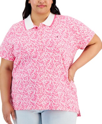 Tommy Hilfiger Plus Size Floral-Print Polo Top, Created for Macy's