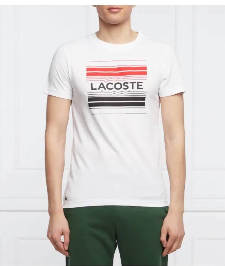 Lacoste Sport Stylized Logo Print T-Shirt In White