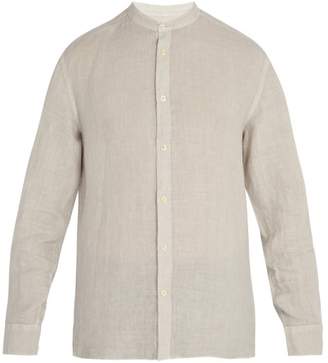 120% Lino - Long Sleeved Linen Shirt - Mens - Light Grey