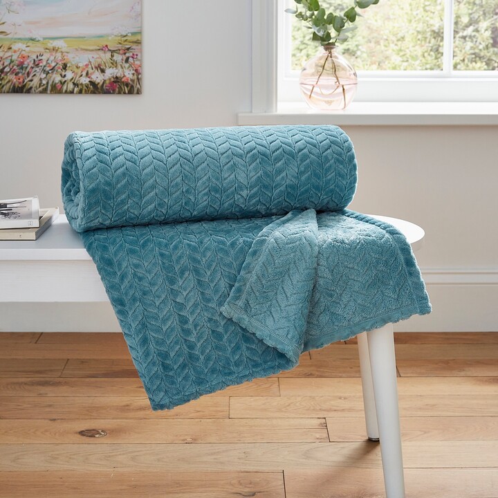 Fleece Throw Dunelm Throws Chenille Knitted Blanket Teal Throw