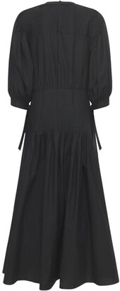 Jil Sander Cotton Long Dress W/ Ruffled Sleeves