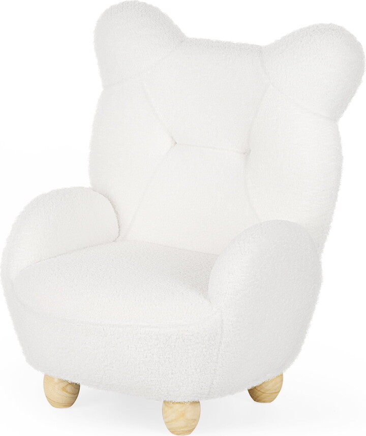 Oumilen Plush Bear Indoor Accent Chair for Kids, White