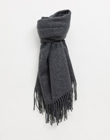 Thumbnail for your product : ASOS DESIGN oversized wool-mix scarf with tassels in grey