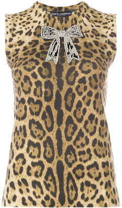 Dolce & Gabbana leopard print cashmere tank top