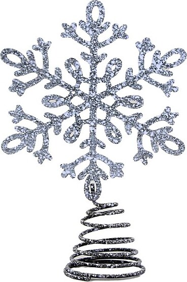Transpac Transpac5.5InchSilverSnowflakeTreeTopperTreeTopper,GraySpeckledLaserCut(1PC)