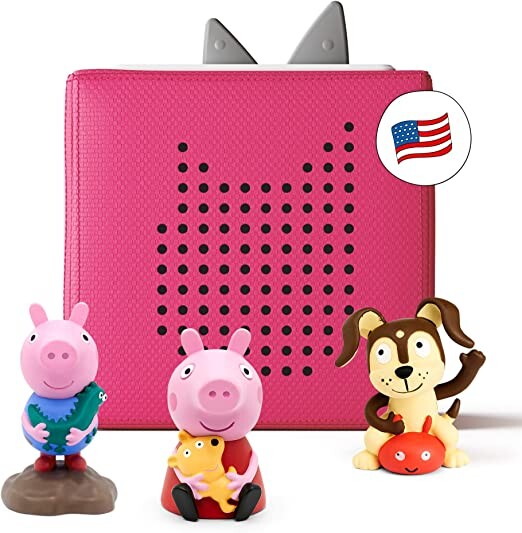 Toniebox Audio Player Starter Set with Peppa Pig, George, and Playtime Puppy - Imagination Building, Screen-Free Digital Listening Experience for Stories, Music, and More - Pink