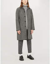 Thumbnail for your product : Sandro Herringbone raglan-sleeved wool-blend coat