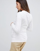 Thumbnail for your product : ASOS DESIGN Maternity long sleeve crew neck t-shirt with bump ruching in white