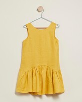 Thumbnail for your product : AERE Mini - Girl's Yellow Shift Dresses - Asymmetric Linen Dress - Kids-Teens - Size 7 at The Iconic