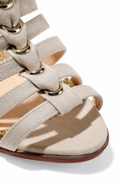 Thumbnail for your product : Charlotte Olympia Cutout Canvas Espadrille Wedge Mules