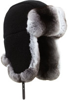 Thumbnail for your product : Inverni Cashmere Knit Trapper Hat with Chinchilla Fur