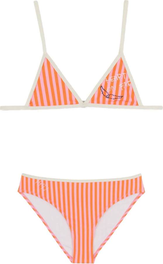 Zadig & Voltaire Kids Striped-Detail Embroidered Bikini