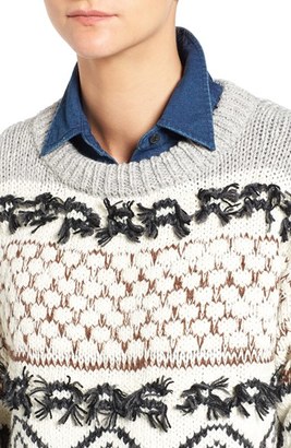 Current/Elliott Women's 'The Boyfriend' Slouchy Fringe Detail Sweater