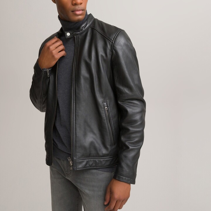 La Redoute Collections Leather Bomber Jacket - ShopStyle