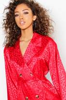 Thumbnail for your product : boohoo Leopard Jacquard Satin Blazer Dress