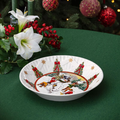 Villeroy & Boch – Toy's Fantasy Large Bowl, Large Porcelain Christmas Bowl, Snowman Pattern