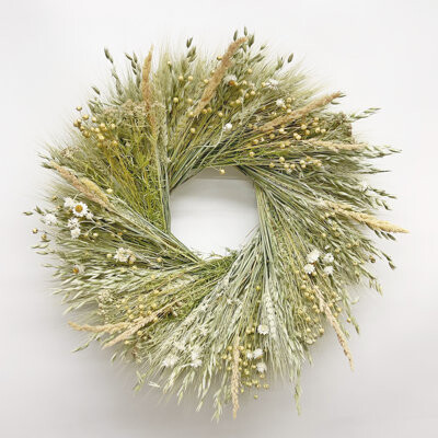 Dried Flowers and Wreaths LLC 22" Dried Flower Grains and Ammobium Wreath