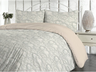 Ambesonne Abstract Duvet Cover Set Rounded Geometric Motifs Pale Sage Green and Ivory
