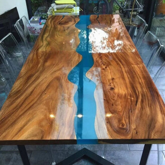 Loon Peak Personalized LARGE EPOXY TABLE, Resin Dining Table For 2 , 4 , 6, 8 River Dining Table Top, Wood Epoxy Coffee Table Top, Living Room Table 48X24