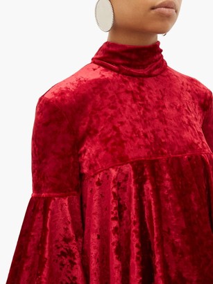 Sara Battaglia High-neck Crushed-velvet Mini Dress - Red