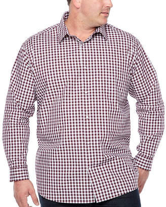 Claiborne Big and Tall Mens Long Sleeve Windowpane Button-Front Shirt
