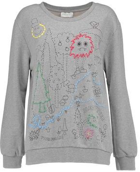 Mira Mikati Dot To Dot Embroidered Printed Cotton-Jersey Sweatshirt