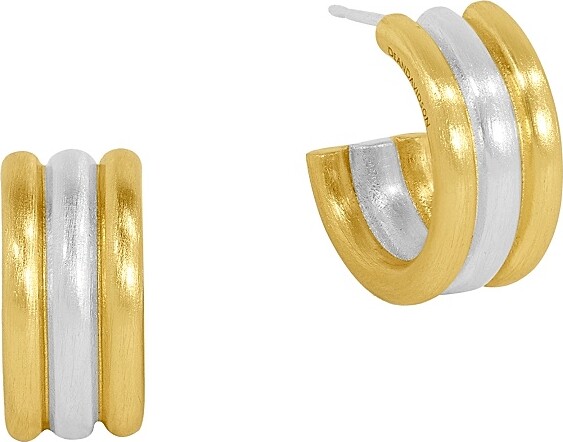 Dean Davidson Women's Dune Two-Tone Ridged Mini Hoop Earrings - Gold Silver