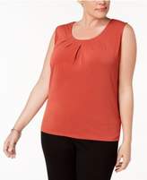 Thumbnail for your product : Kasper Plus Size Pleated-Neck Shell