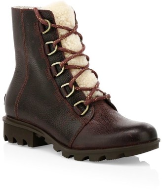 Sorel Phoenix Shearling-Lined Leather Hiking Boots