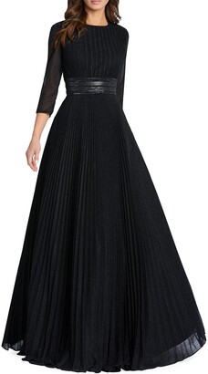 Ieena For Mac Duggal Sparkly Pleated A-Line Gown