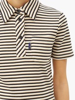 Thumbnail for your product : See by Chloe Striped Cotton-jersey Polo Shirt - Black Multi
