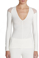 Thumbnail for your product : Donna Karan Mesh-Shoulder V-Neck Sweater