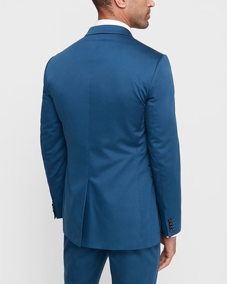 Express Extra Slim Blue Cotton Sateen Stretch Suit Jacket
