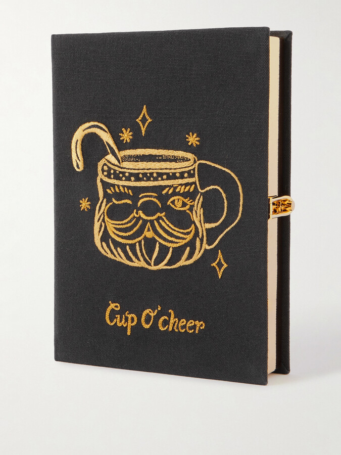 Olympia Le-Tan Cup O' Cheer Embroidered Canvas Clutch - Black