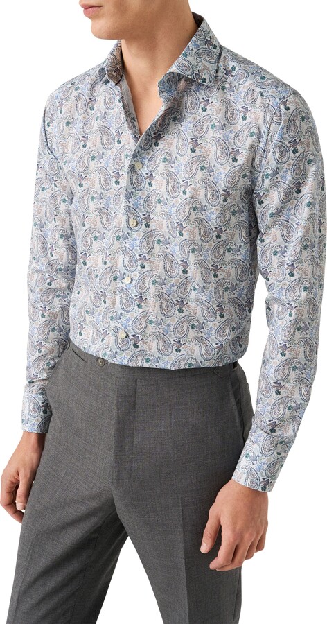 Eton Slim Fit Paisley Cotton & Lyocell Dress Shirt