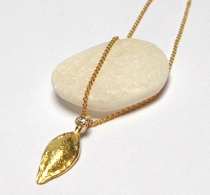 Etsy Gold Pendant - 18K Necklaces Leaf Diamond Pendant Seeds Collection Free Shipping
