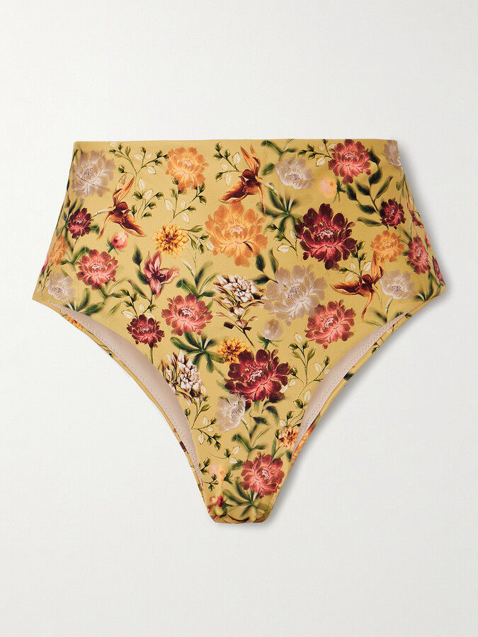 Agua by Agua Bendita Magenta Paramo Floral-print Recycled Bikini Briefs - Yellow